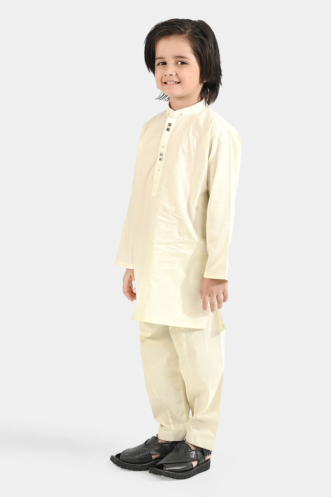 Boys Cotton Poplin Shalwar Suit (Elegant)-OFF-White