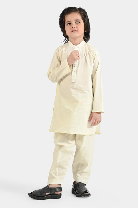 Boys Cotton Poplin Shalwar Suit (Elegant)-OFF-White
