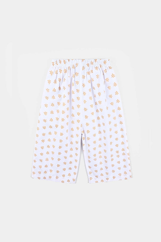 Infant Girls Cotton Printed Culotte-White
