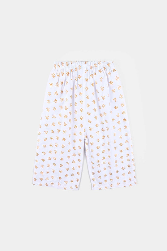 Infant Girls Cotton Printed Culotte-White