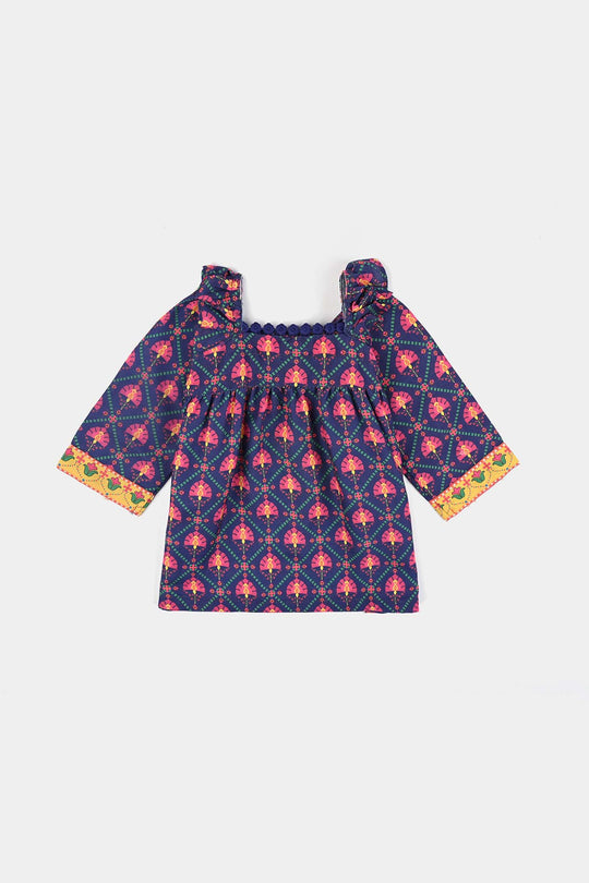 Girls Poly Lawn Printed 2 Pcs Petals-Multi