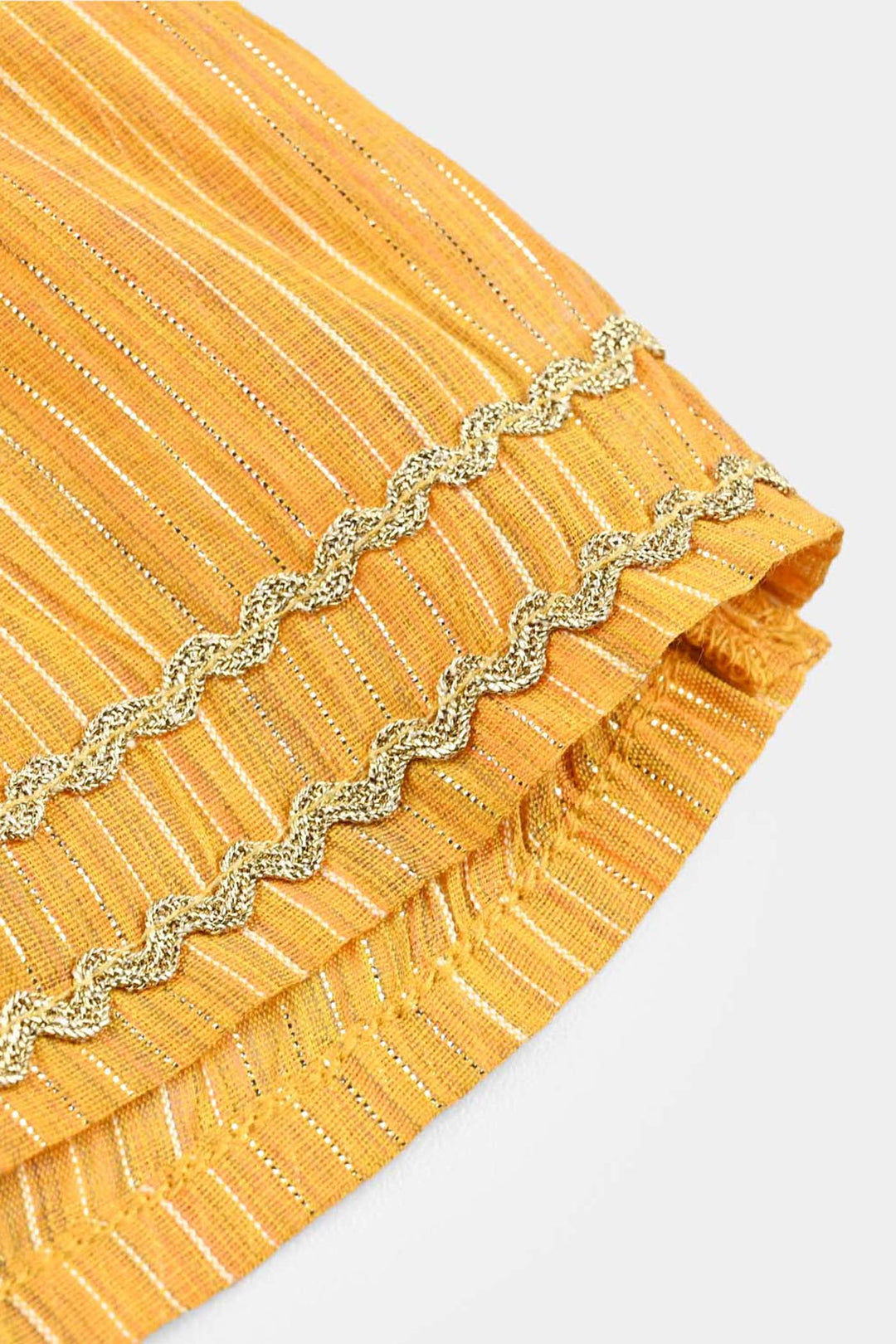 Infant Girls Yarn Dyed Fancy 2 Pcs Chamak-Yellow