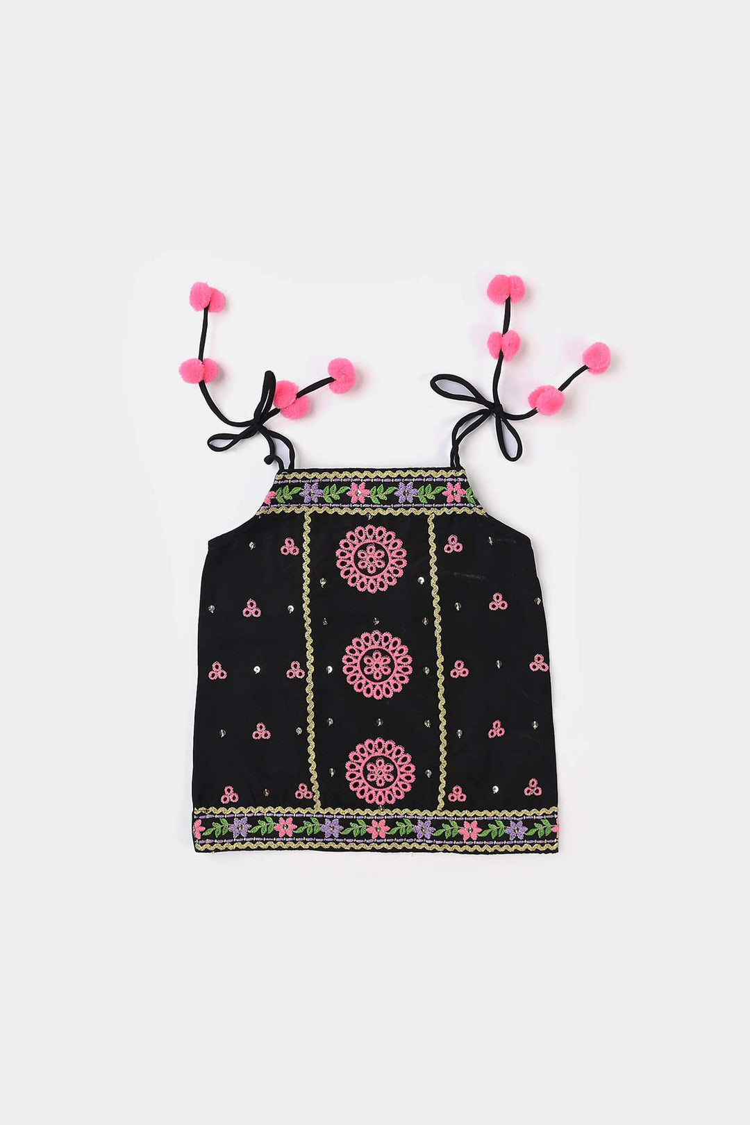 Infant Girls Poly Cambric 2 Pcs Suit Mah-E-Rang-BLACK