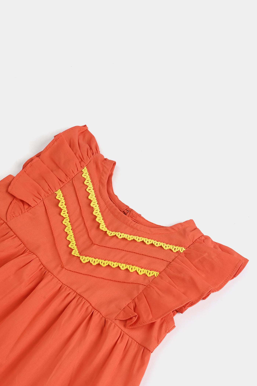 Infant Girls Cotton Poplin Emb 2 Pcs Little Angel-ORANGE