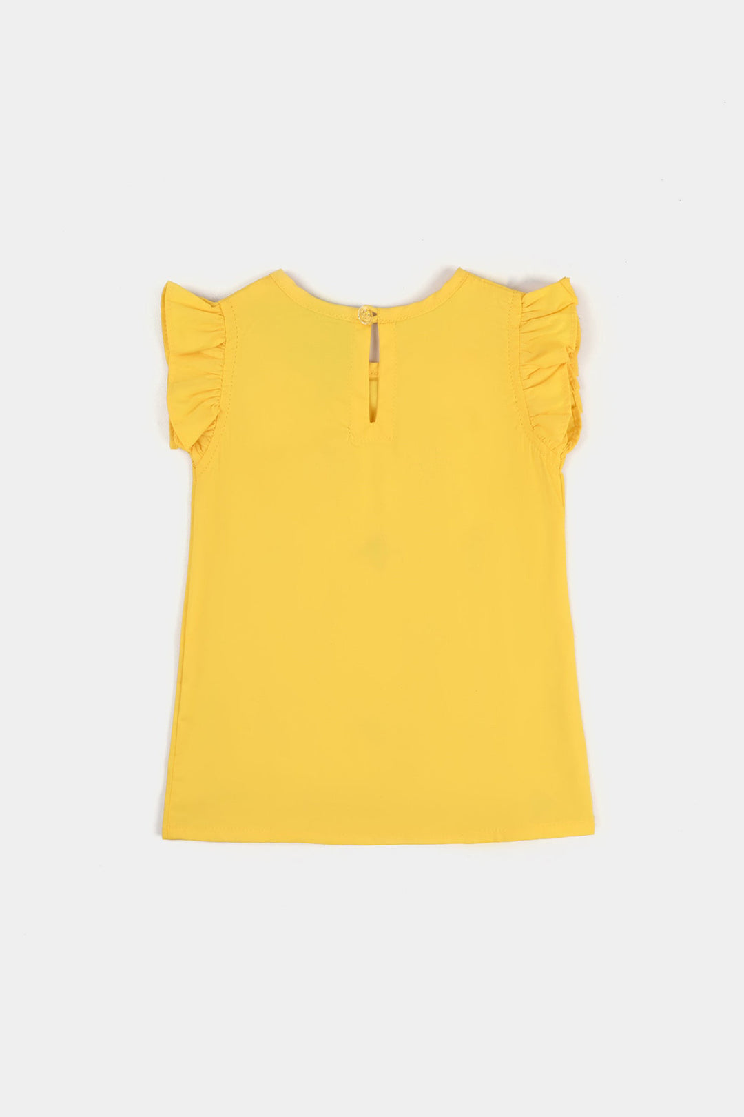 Infant Girls Cotton Poplin Emb Kurti Neon Fish-Yellow