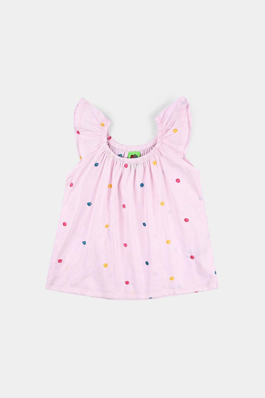 Infant Girls Shirting Emb Top Pink Stripes