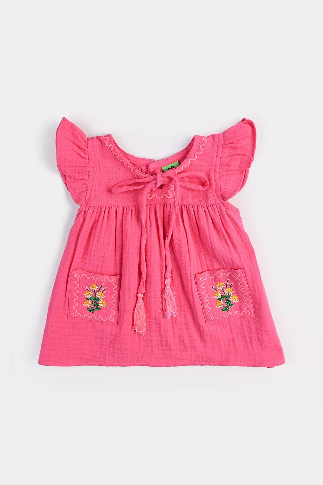 Infant Girls Cotton Casual Frock Petals-Pink