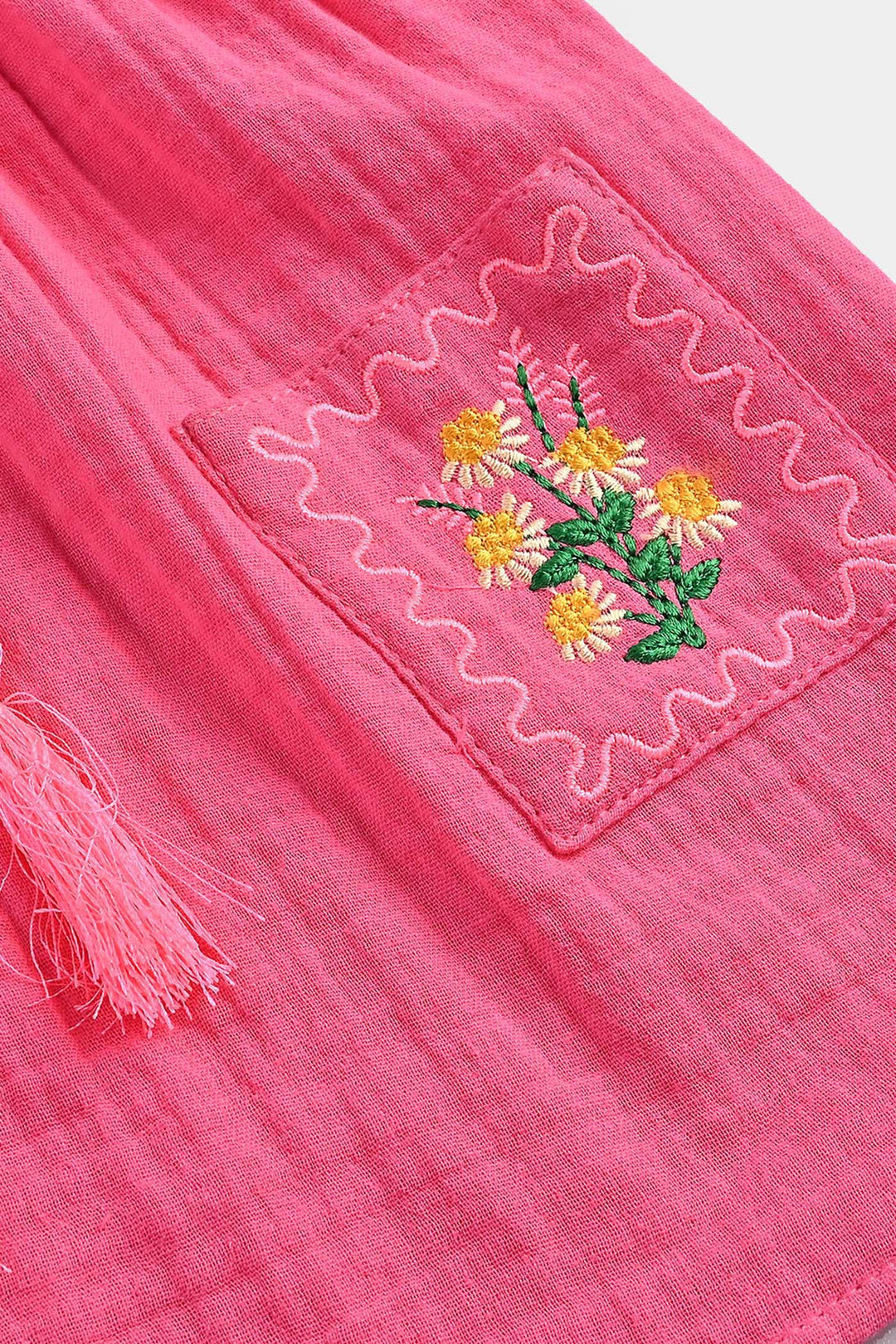 Infant Girls Cotton Casual Frock Petals-Pink