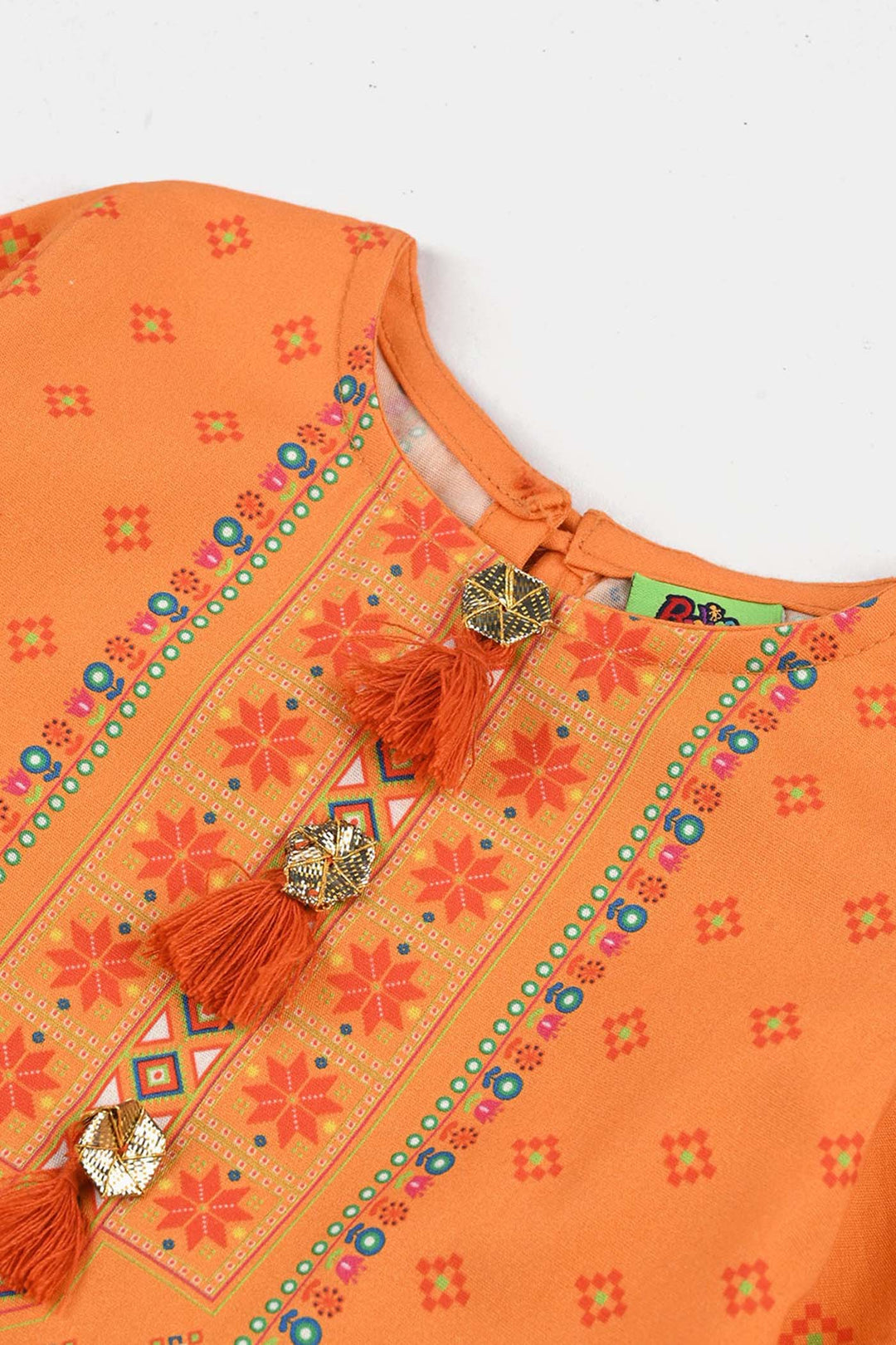 Infant Girls Cotton Poplin Printed Jagmag-ORANGE