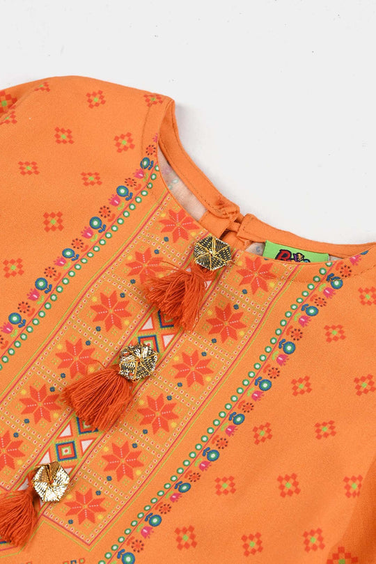 Infant Girls Cotton Poplin Printed Jagmag-ORANGE