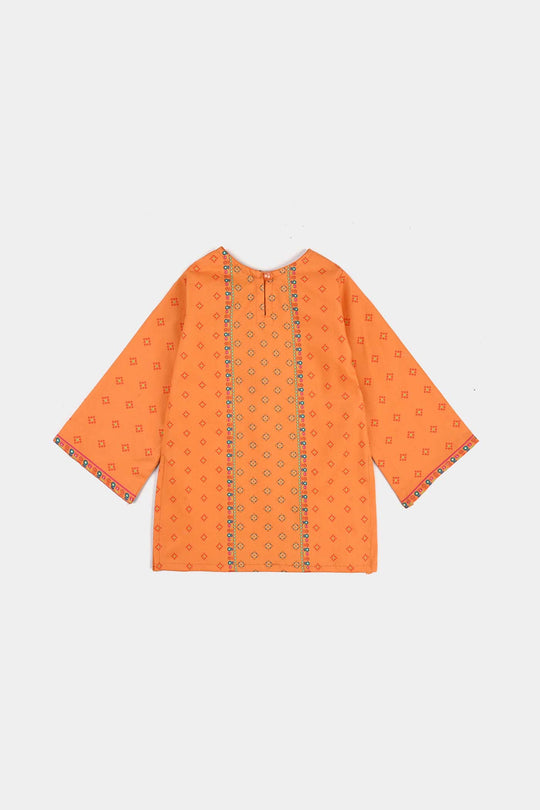 Infant Girls Cotton Poplin Printed Jagmag-ORANGE