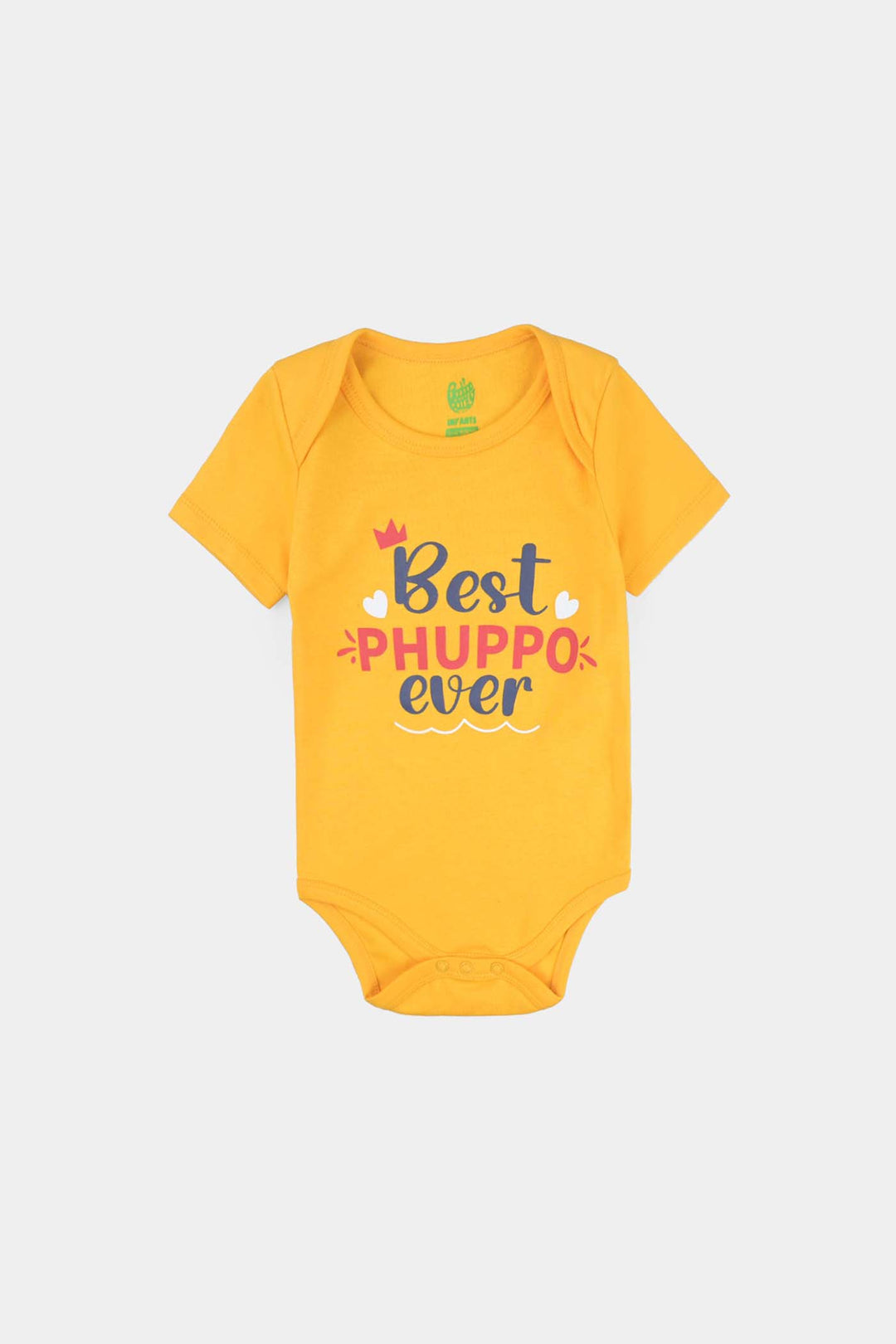 Infant Unisex Cotton Interlock Romper Best Phuppo Ever-Citrus