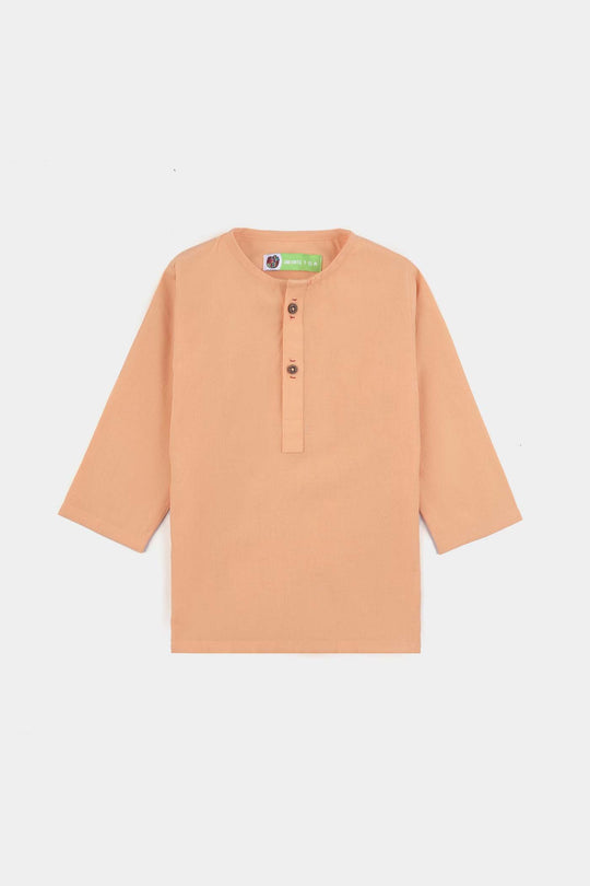 Infant Boys Cotton Basic Kurta-Buff. Orange