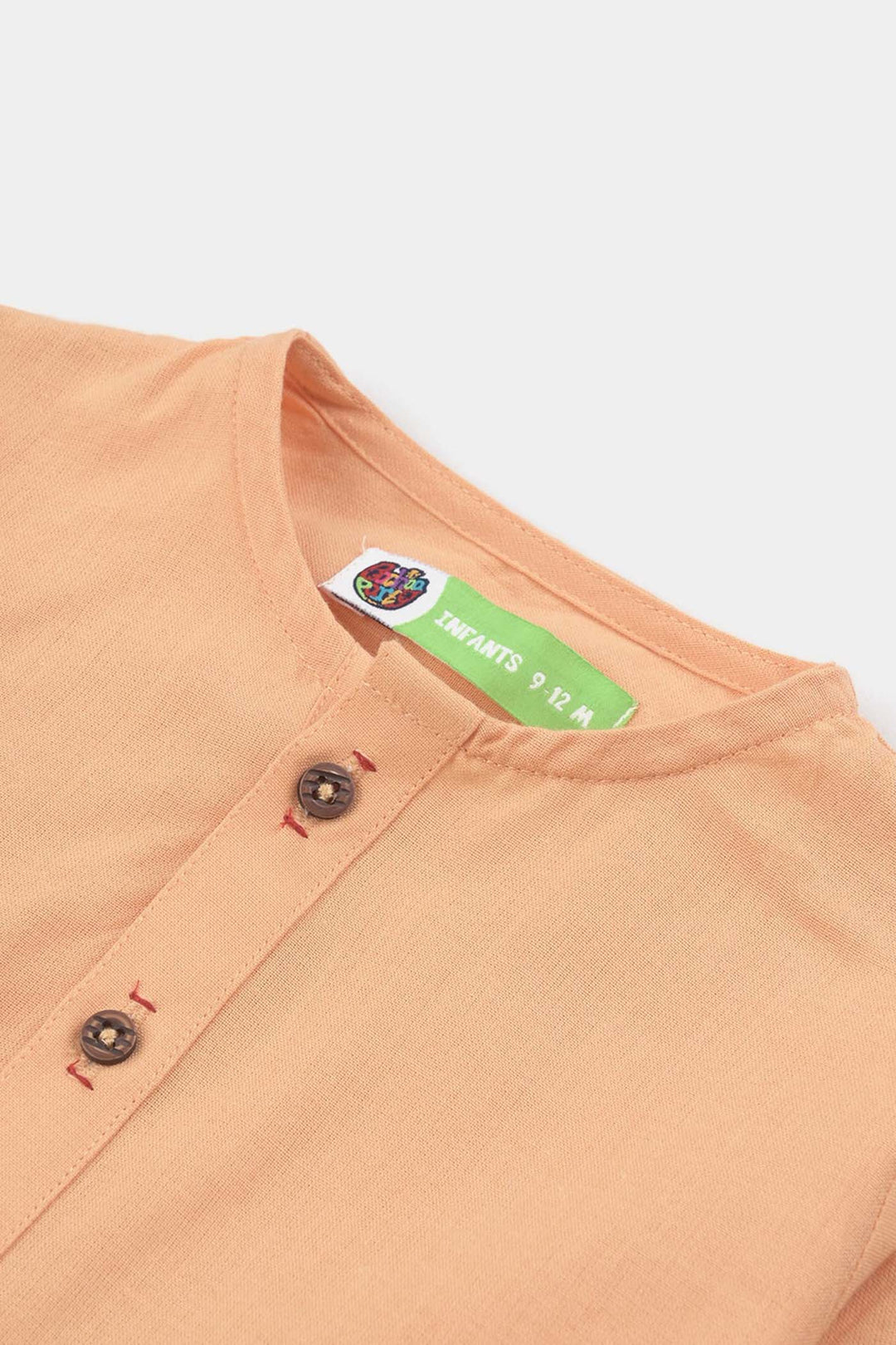 Infant Boys Cotton Basic Kurta-Buff. Orange