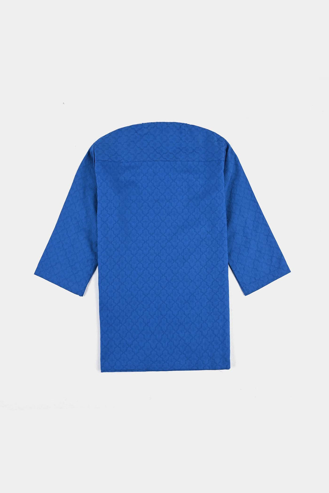 Infant Boys Cotton Basic Kurta (Ogee Pattern)-Blue