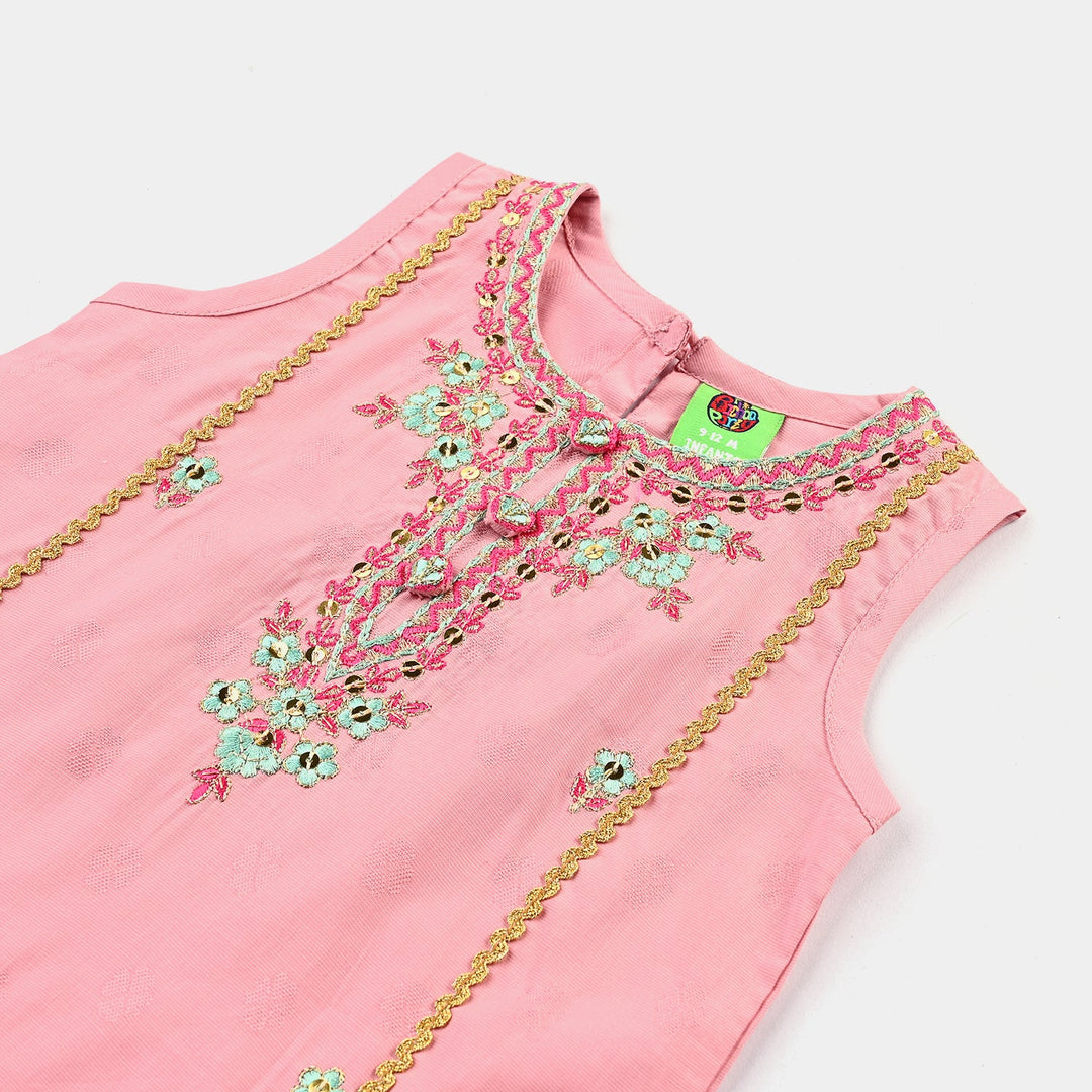 Infant Girls Cotton 3Pcs Suit Nayaab-Pink