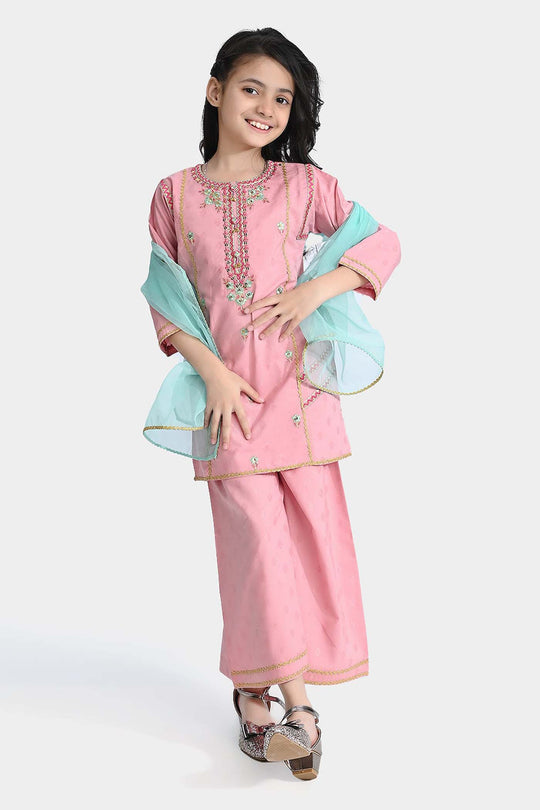 Girls Cotton 3Pcs Suit Nayaab-Pink