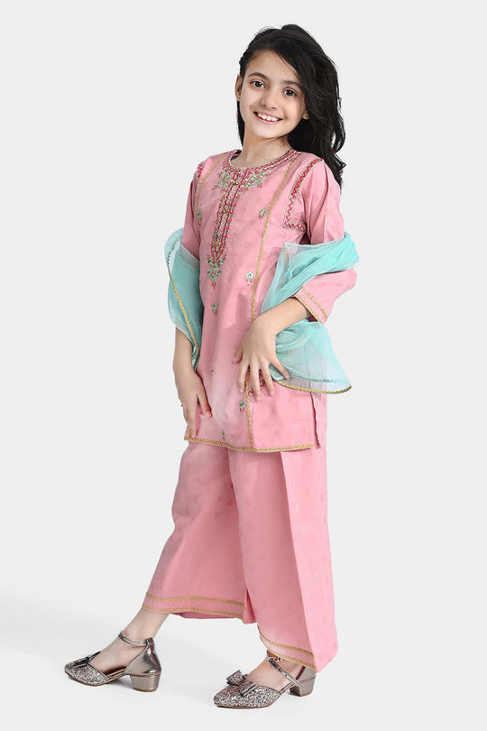 Girls Cotton 3Pcs Suit Nayaab-Pink