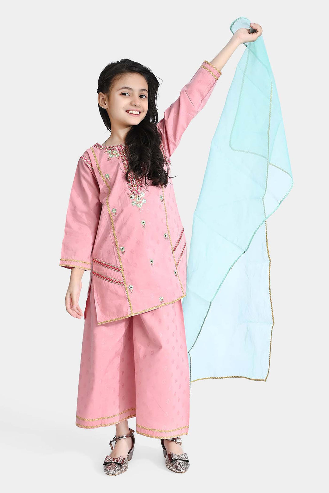 Girls Cotton 3Pcs Suit Nayaab-Pink