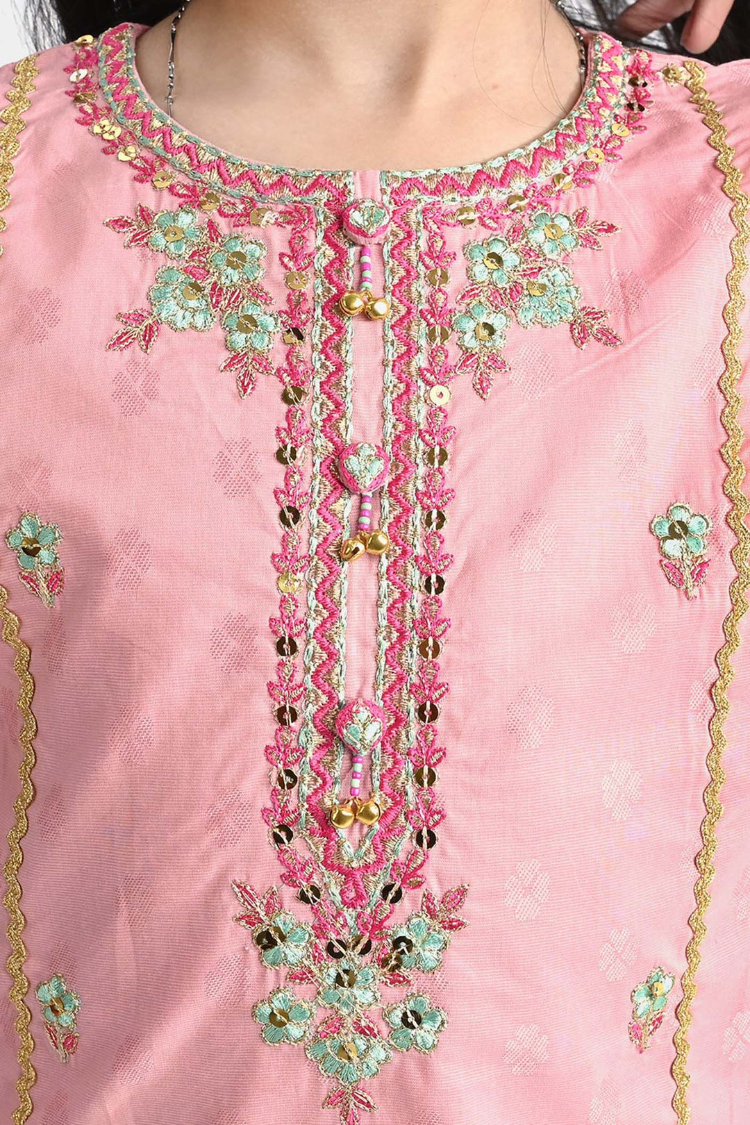 Girls Cotton 3Pcs Suit Nayaab-Pink