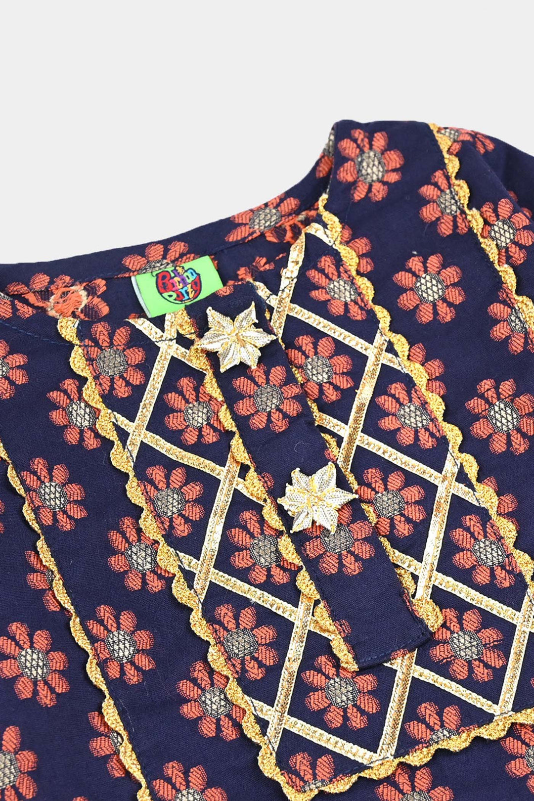 Infant Girls Jacquard Fancy 3Pcs Noor-Navy Blue