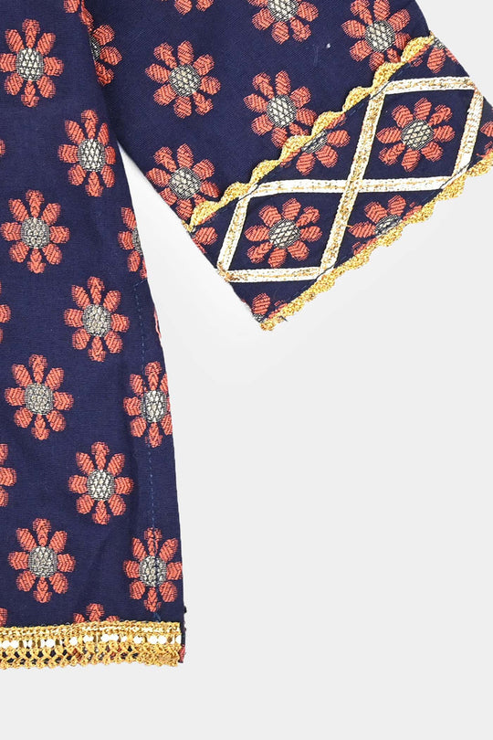 Infant Girls Jacquard Fancy 3Pcs Noor-Navy Blue