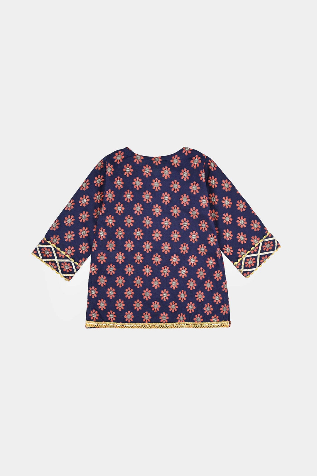 Infant Girls Jacquard Fancy 3Pcs Noor-Navy Blue