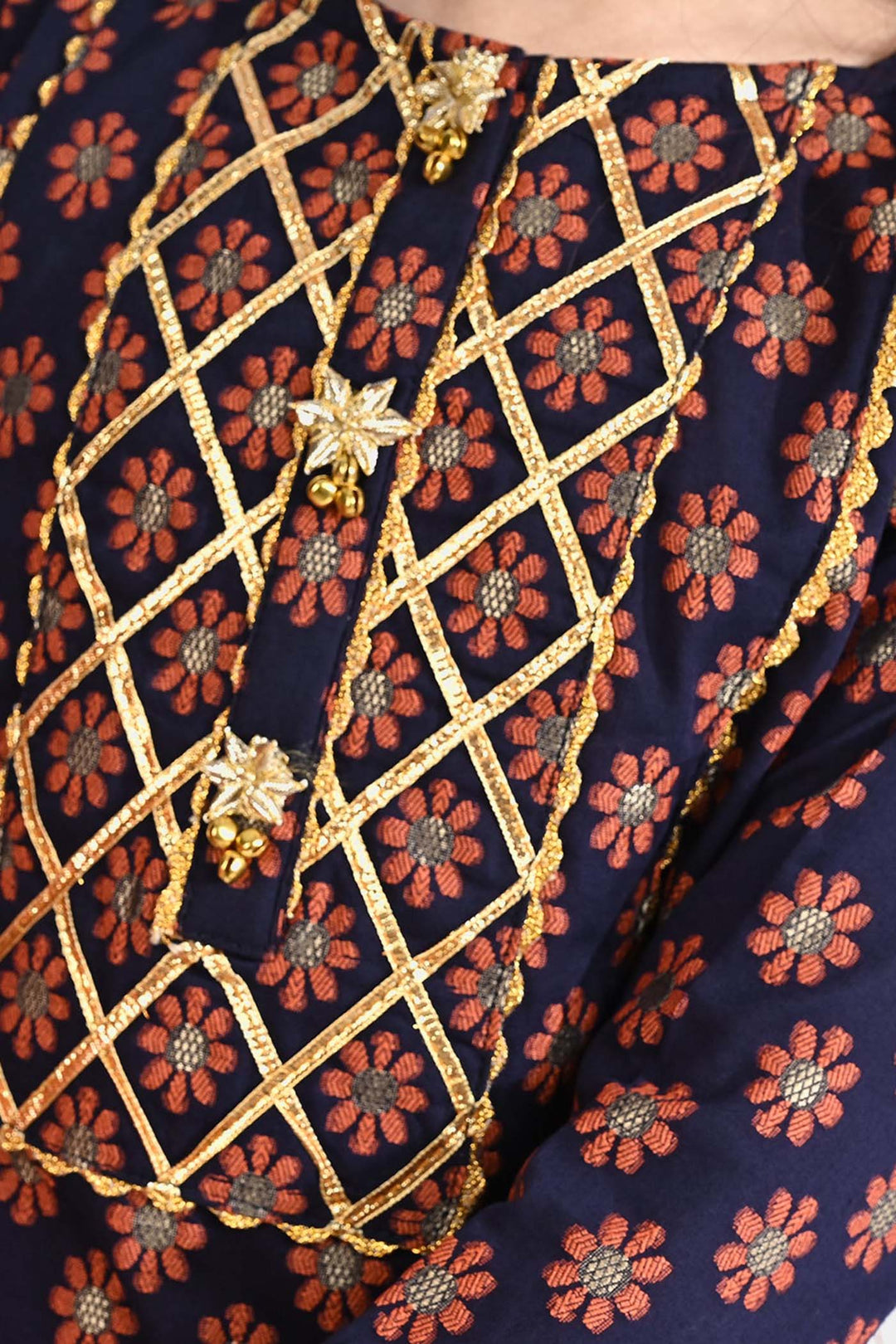 Girls Jacquard Fancy 3Pcs Noor-Navy Blue