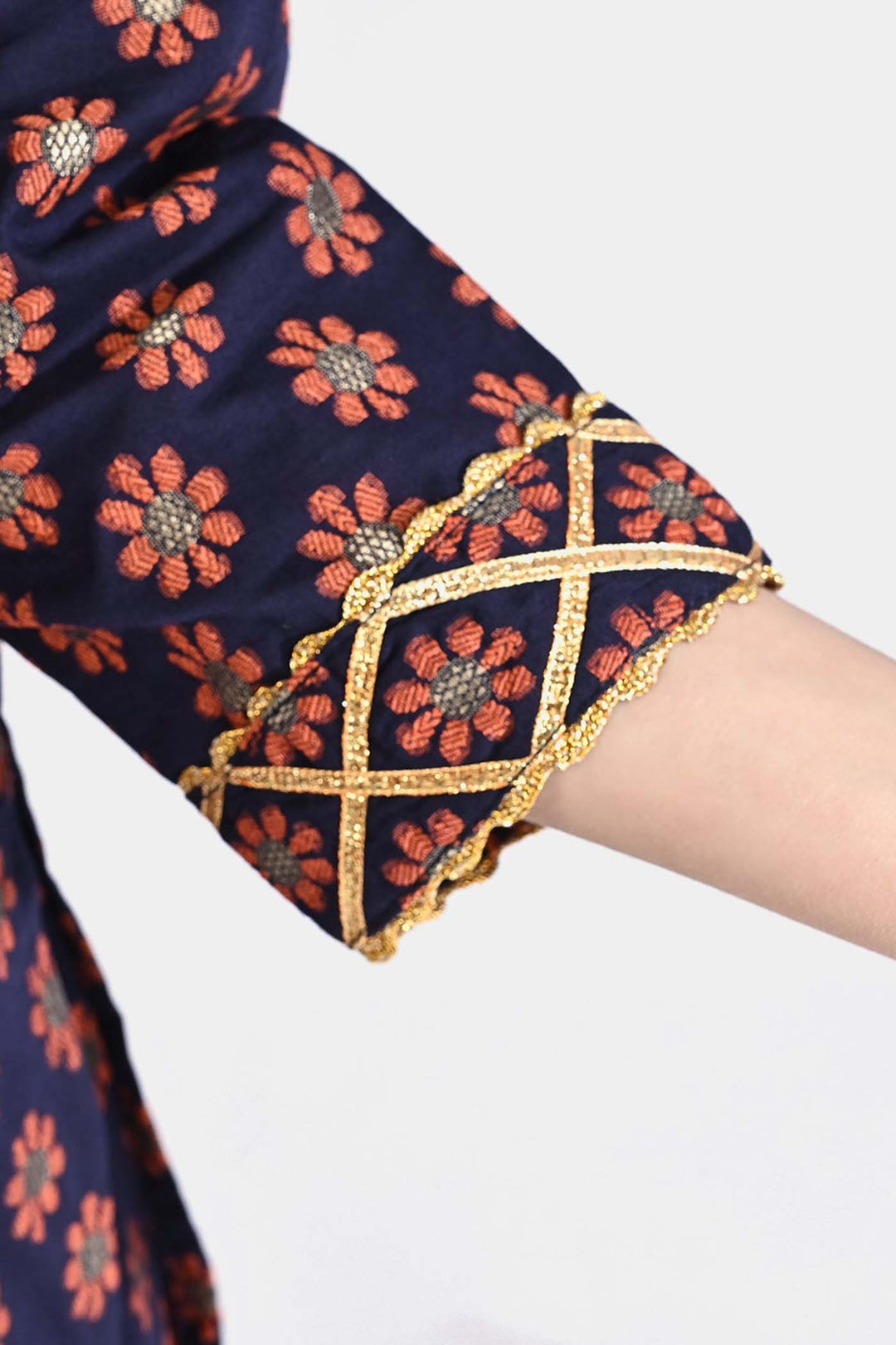 Girls Jacquard Fancy 3Pcs Noor-Navy Blue