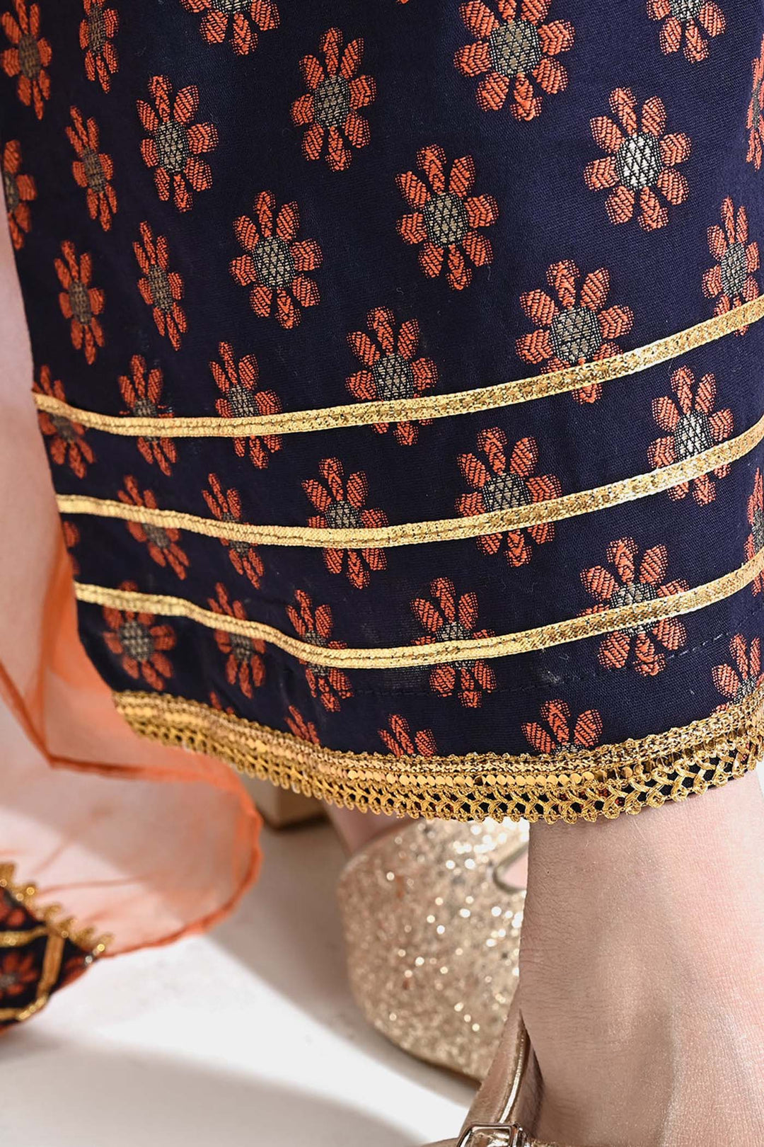 Girls Jacquard Fancy 3Pcs Noor-Navy Blue