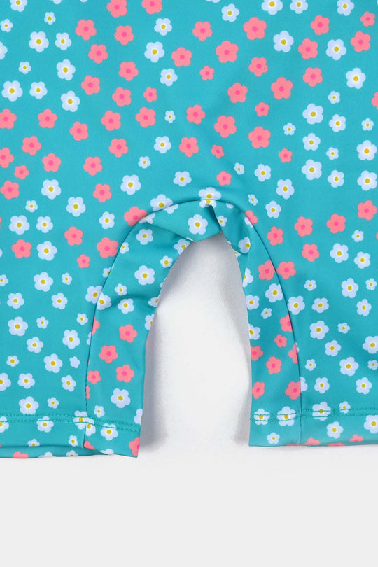 Girls Micro Fiber Jumper Suit Flower-Blue