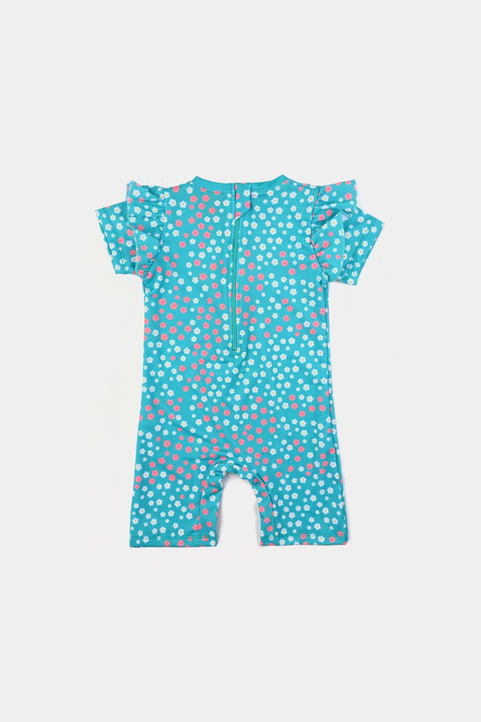 Girls Micro Fiber Jumper Suit Flower-Blue
