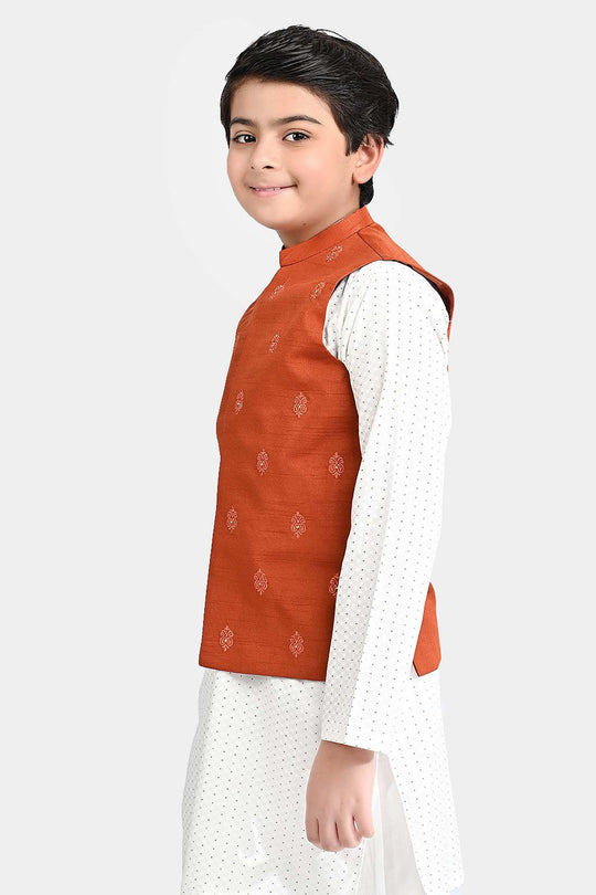 Boys Poly Viscose Waistcoat -Rust