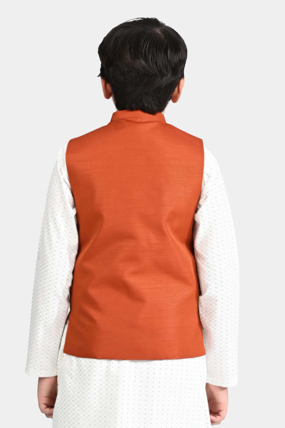 Boys Poly Viscose Waistcoat -Rust