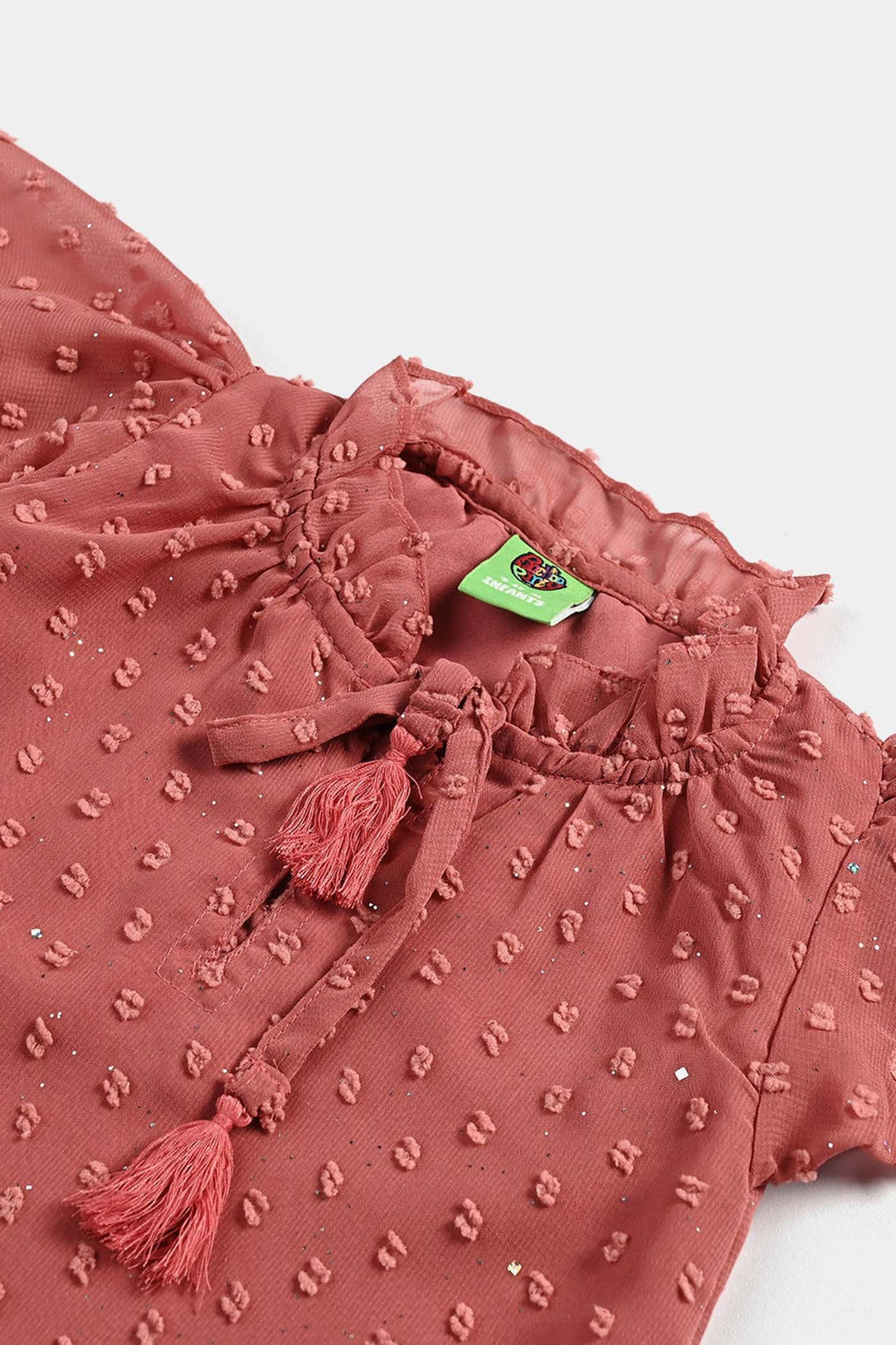 Infant Girls Poly Cotton Casual Top-Peach