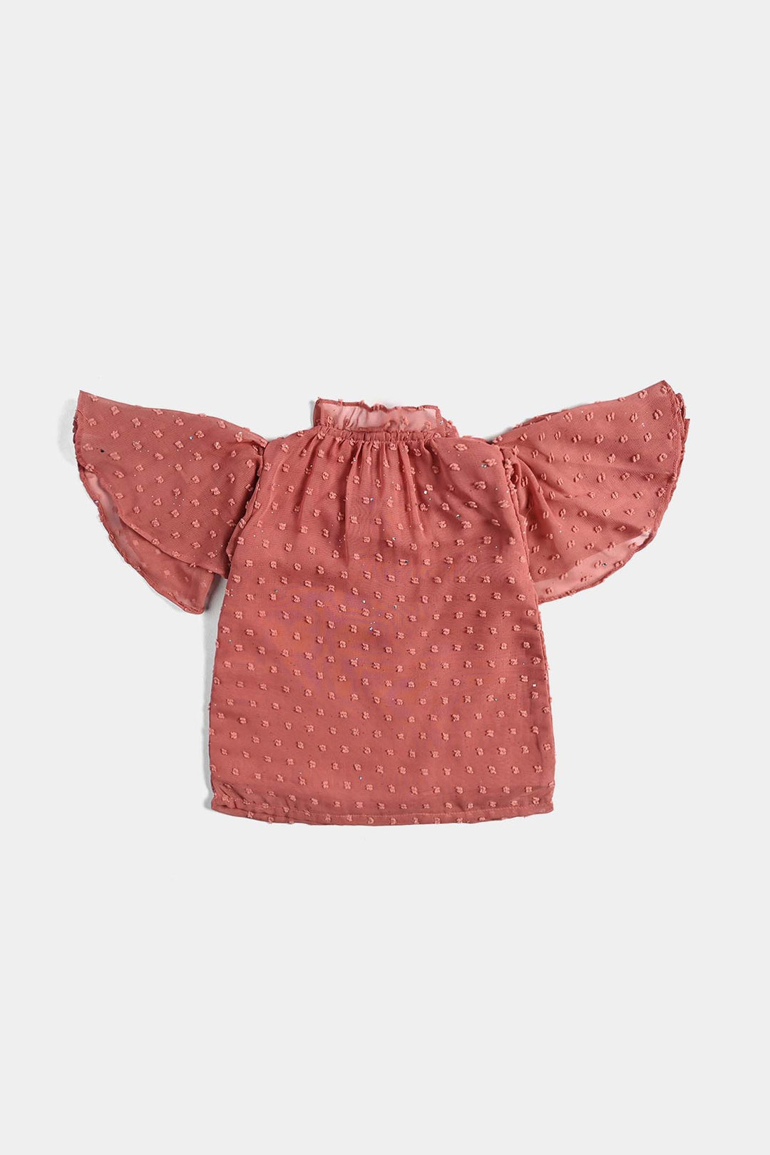 Infant Girls Poly Cotton Casual Top-Peach