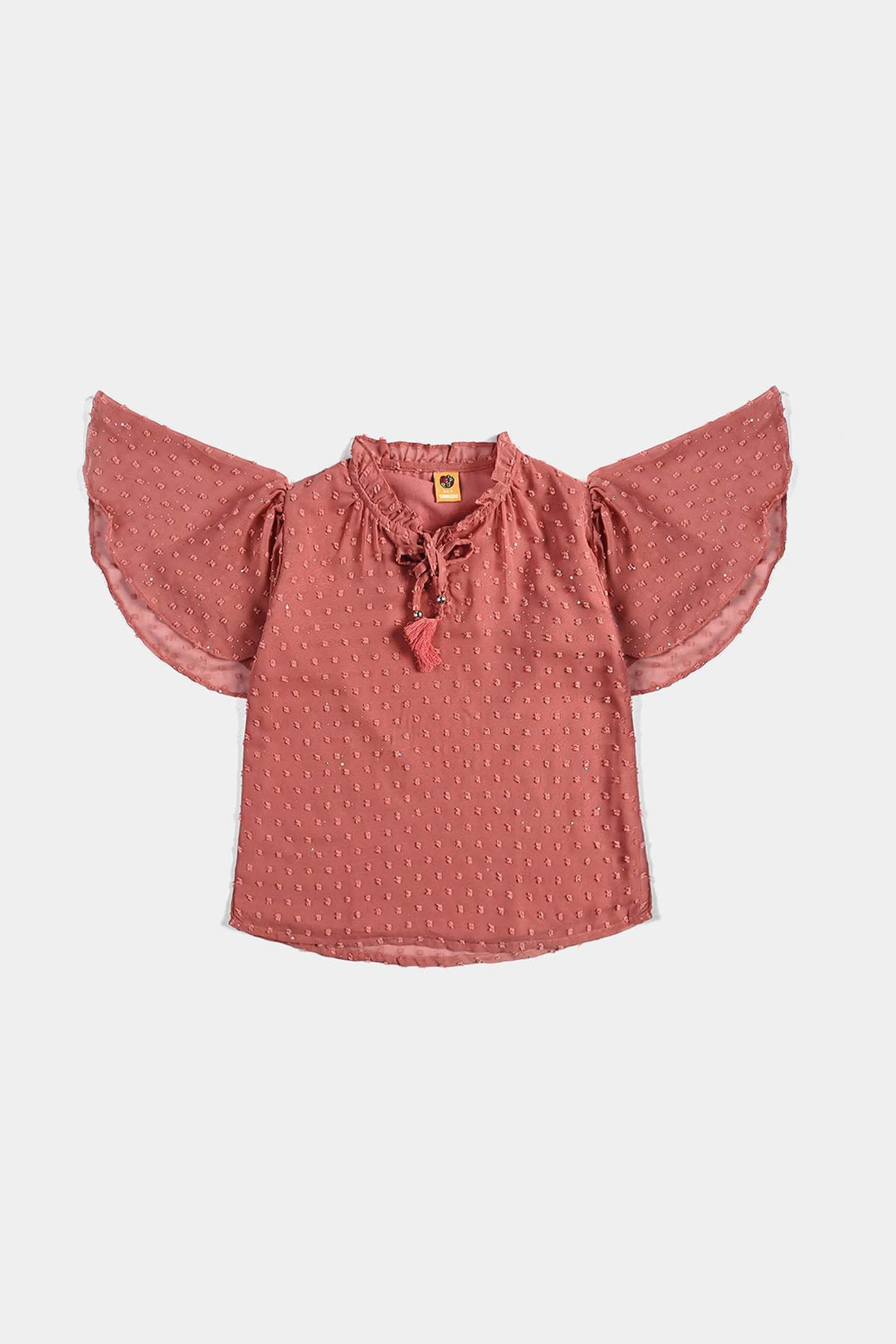 Girls Poly Cotton Casual Top-Peach