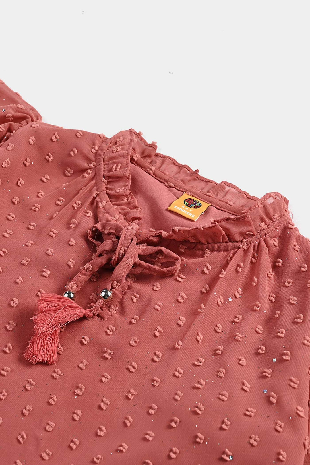 Girls Poly Cotton Casual Top-Peach