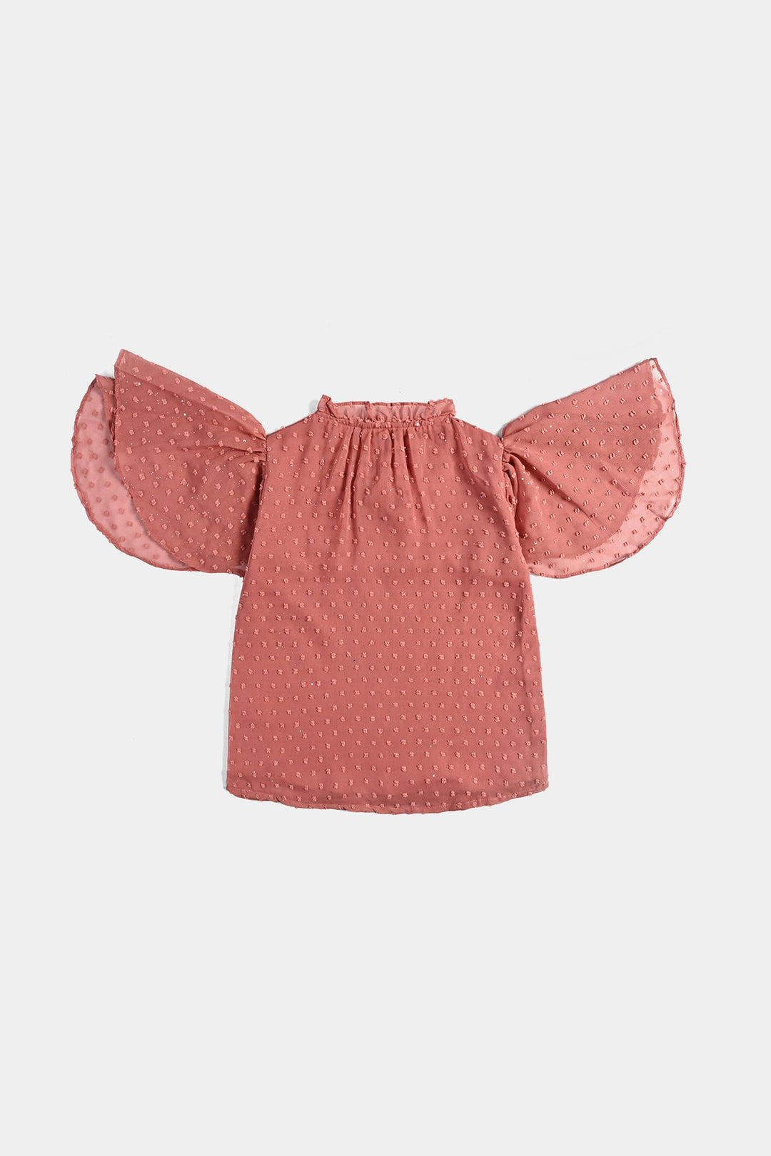 Girls Poly Cotton Casual Top-Peach
