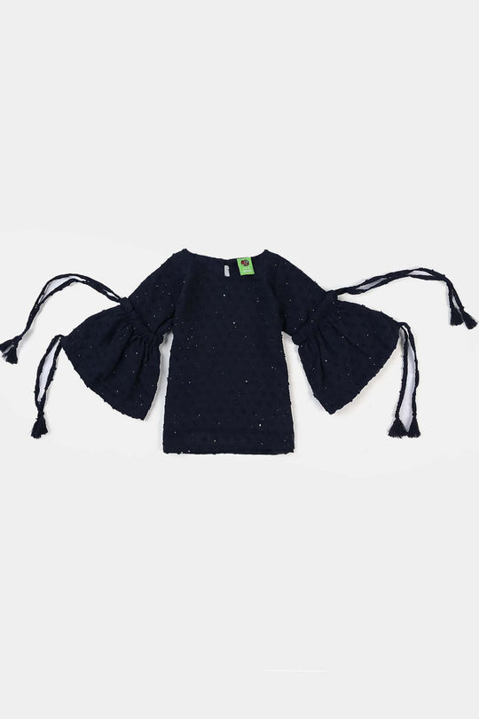 Infant Girls Poly Cotton Casual Top -Blue