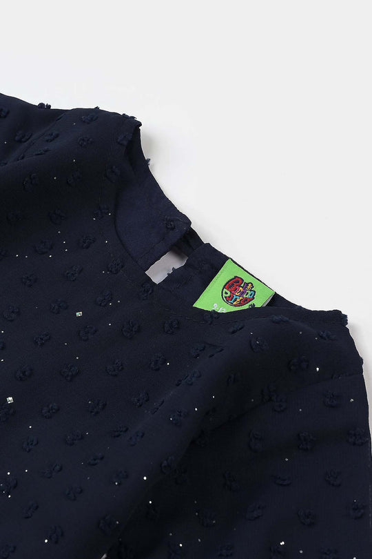 Infant Girls Poly Cotton Casual Top -Blue