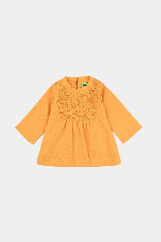 Infant Girls Poly Cotton Casual Top-Citrus
