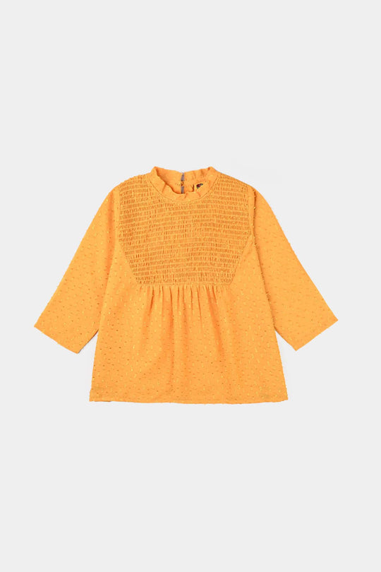 Girls Poly Cotton Casual Top-Citrus