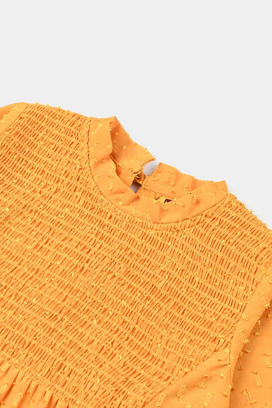 Girls Poly Cotton Casual Top-Citrus