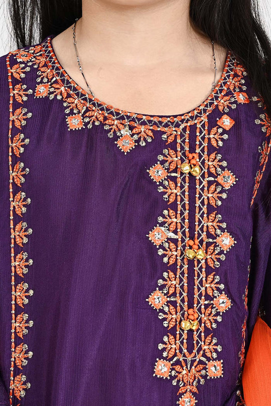 Girls Raw Silk 3 Pcs Huns-E-Jahaan-Purple