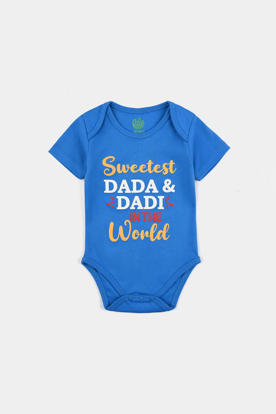 Infant Unisex Cotton Interlock Romper Dada And Dadi-Blue