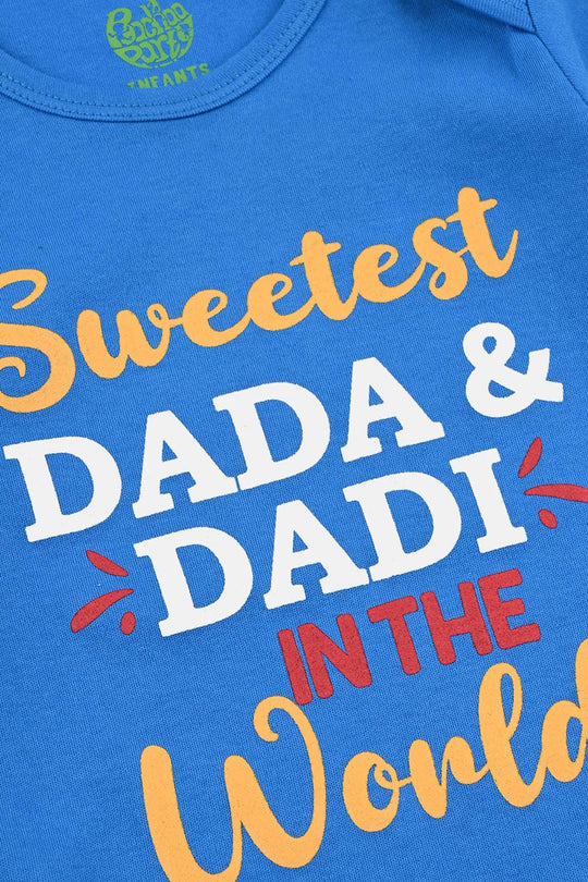 Infant Unisex Cotton Interlock Romper Dada And Dadi-Blue