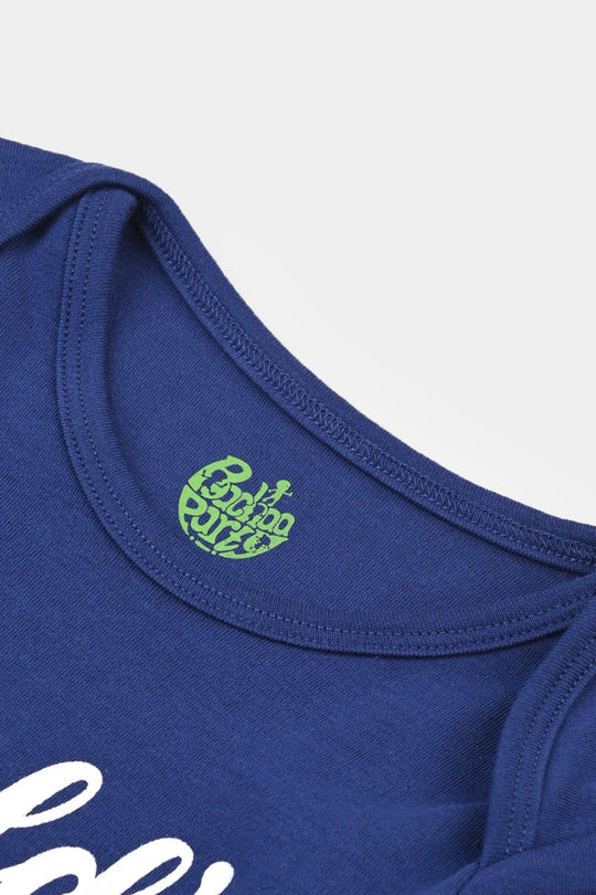 Infant Unisex Cotton Interlock Romper Mommy And Daddy-Sailor.Blue