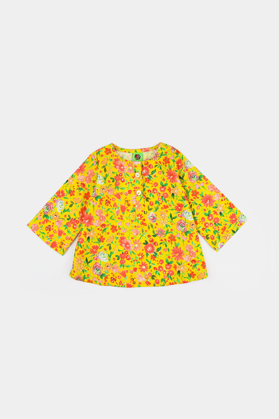 Infant Girls Cotton Printed 2 Pcs Vibrant-Yellow