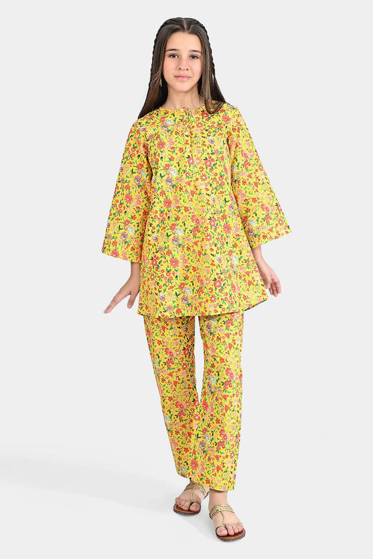 Girls Cotton Printed 2 Pcs Vibrant
